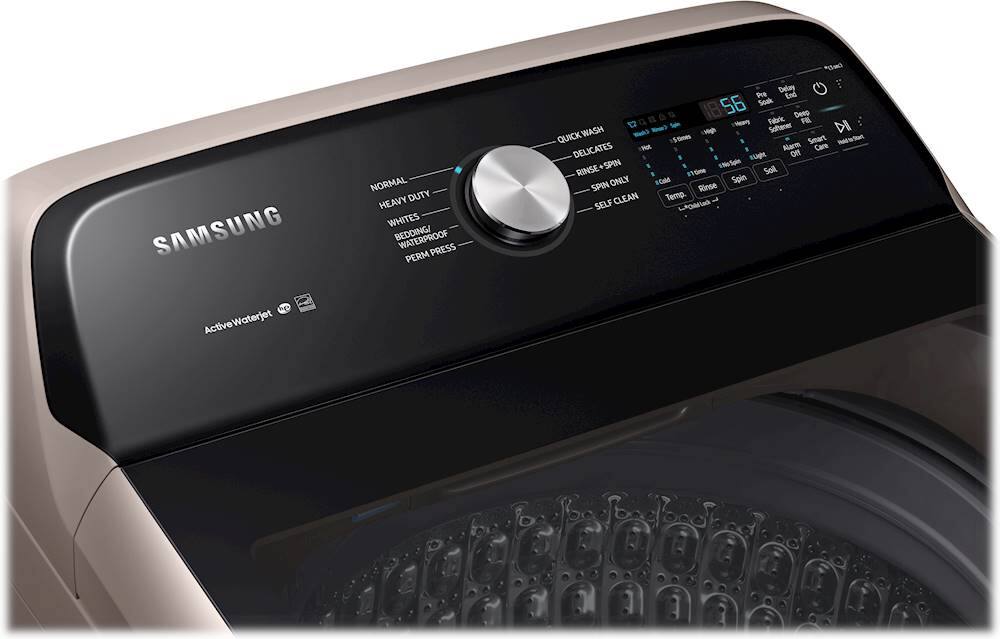 Alt View 1. Samsung - 5.0 Cu. Ft. High Efficiency Top Load Washer with Active WaterJet - Champagne.