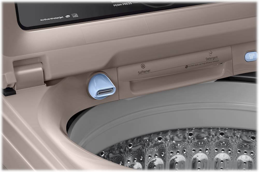 Alt View 23. Samsung - 5.0 Cu. Ft. High Efficiency Top Load Washer with Active WaterJet - Champagne.
