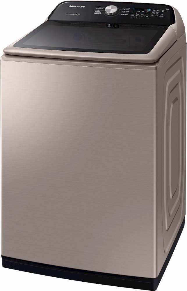 Left. Samsung - 5.0 Cu. Ft. High Efficiency Top Load Washer with Active WaterJet - Champagne.