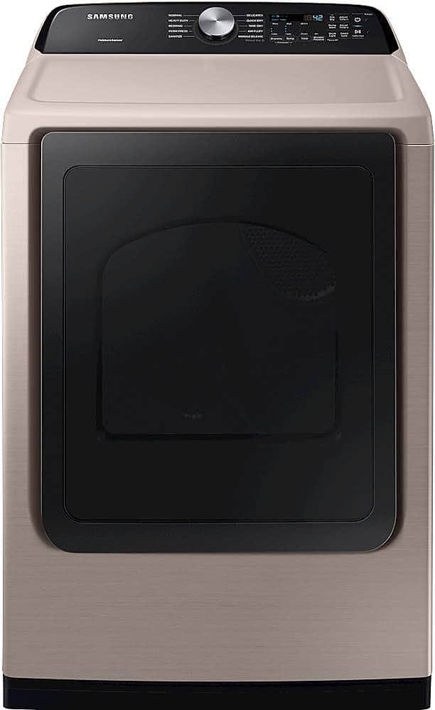 Front. Samsung - 7.4 Cu. Ft. Gas Dryer with Vibration Reduction Technology+ - Champagne.