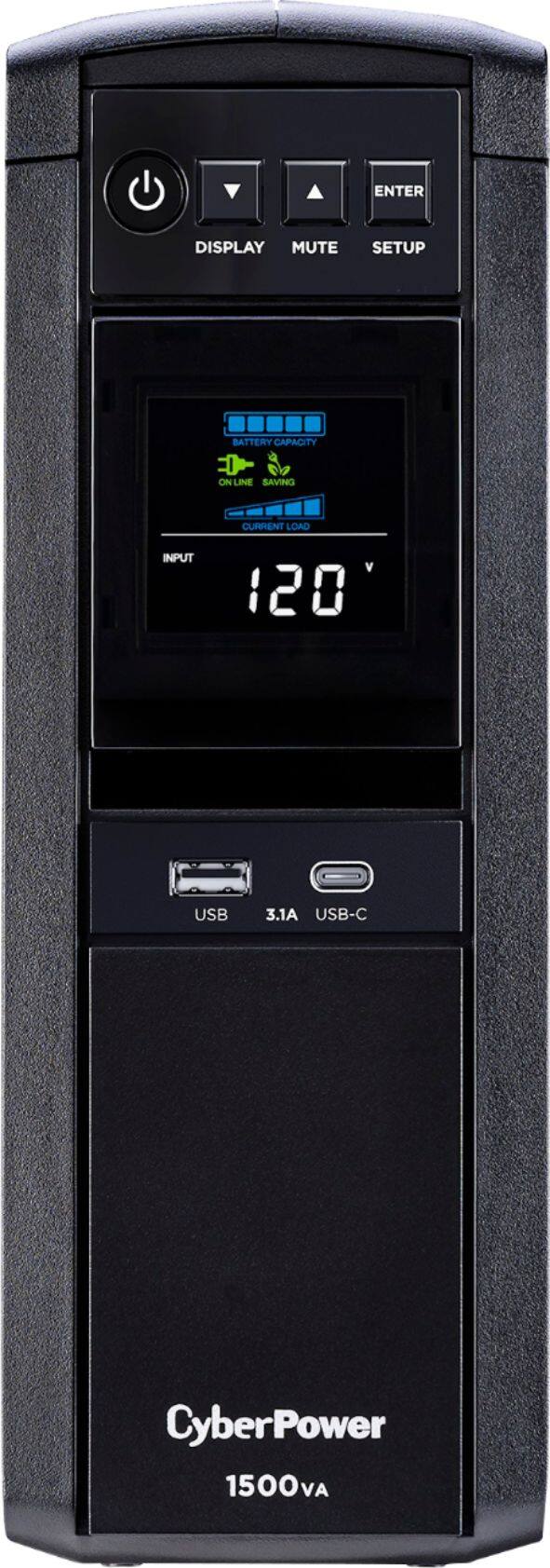 Front. CyberPower - 1500VA Sine Wave Battery Back-Up System - Black.