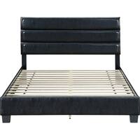 Click Decor - Hudson Faux Leather 62.8" Queen Platform Bed - Black - Front_Zoom