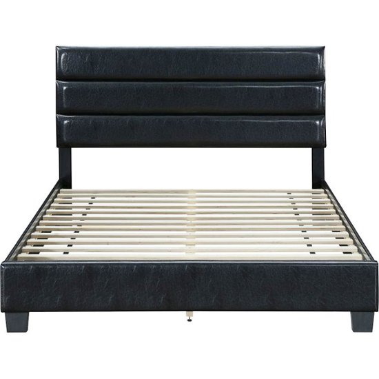 Click Decor - Hudson Faux Leather 62.8" Queen Platform Bed - Black