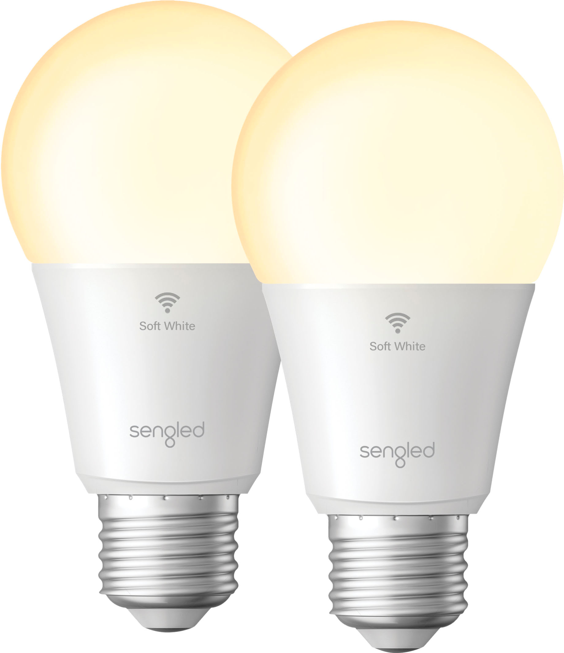Sengled - Smart Wi-Fi LED Soft White A19 Bulb (2-Pack) - White