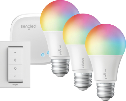 Sengled – Smart LED A19 Starter Kit (3-Pack) + Switch – Multicolor
