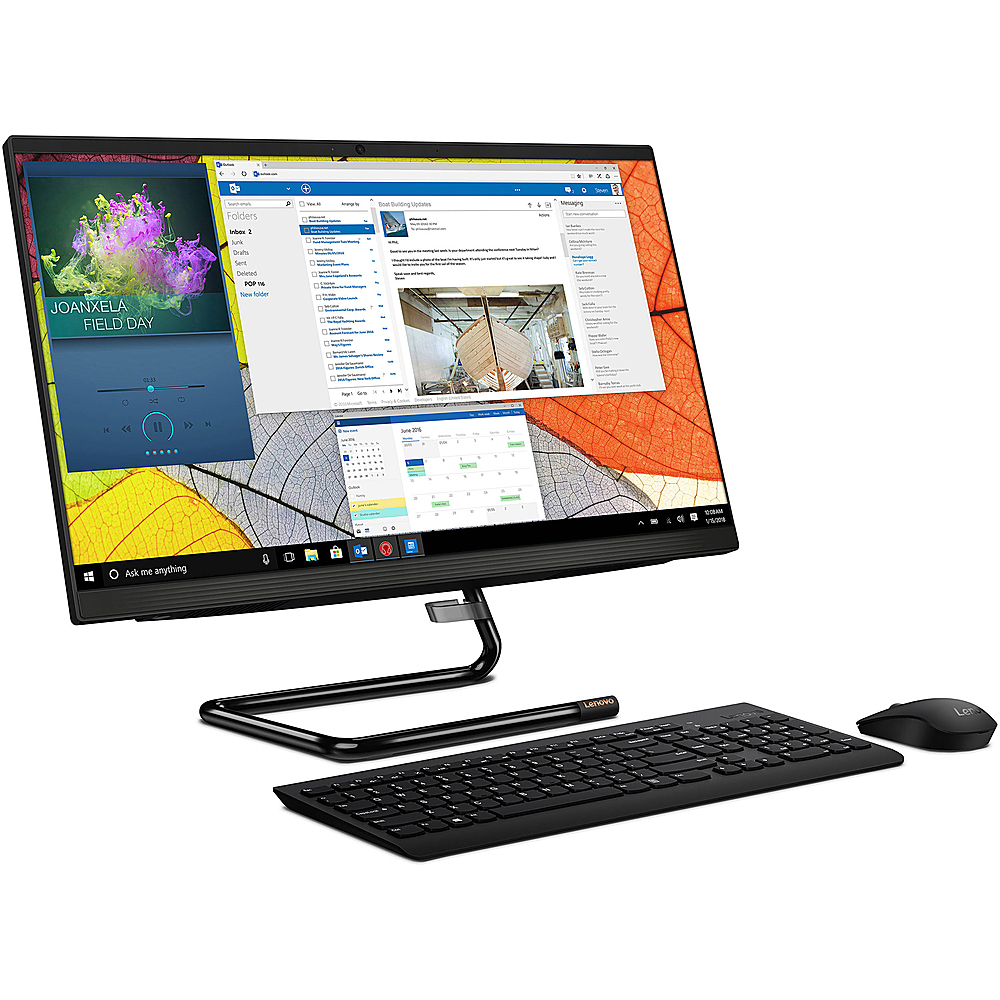 Angle View: Lenovo - IdeaCentre A340-24ICK 23.8" Touch-Screen All-In-One - Intel Core i3 - 8GB Memory - 1TB HDD - Business Black