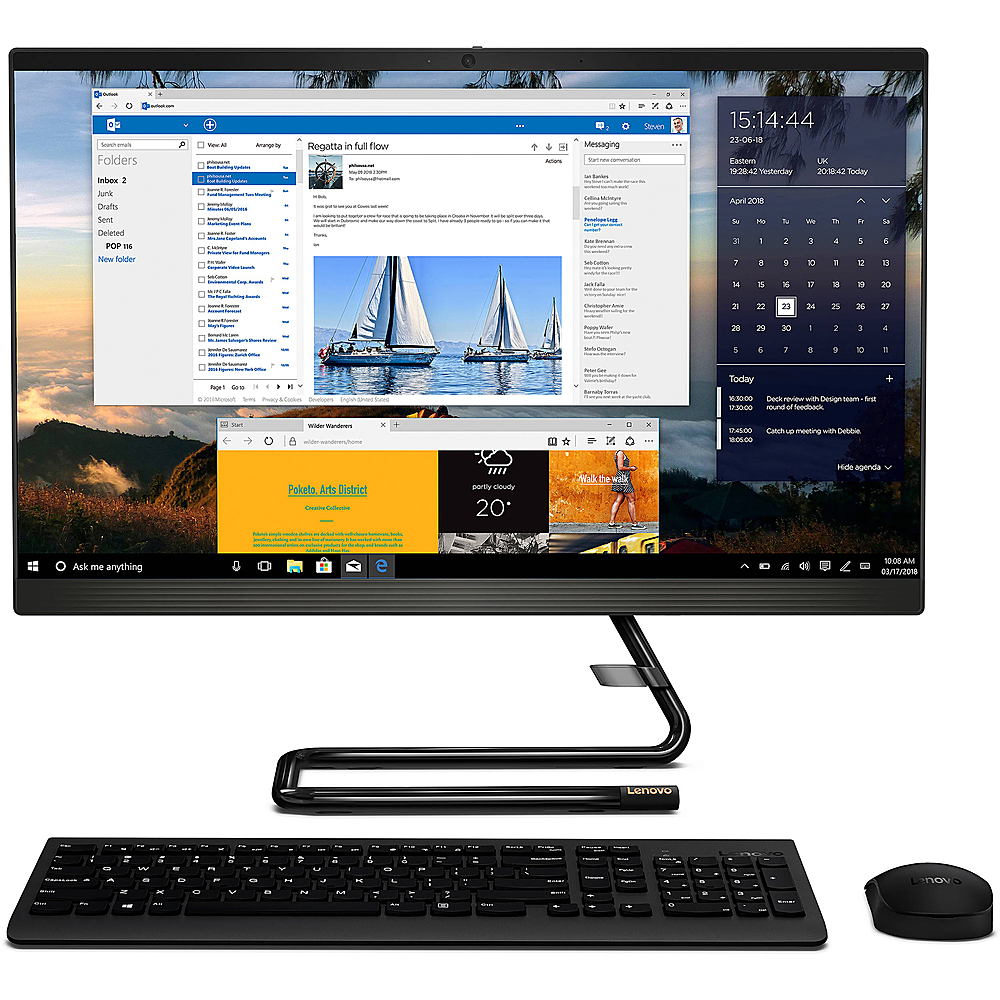 Lenovo - IdeaCentre A340-24ICK 23.8" Touch-Screen All-In-One - Intel Core i3 - 8GB Memory - 1TB HDD - Business Black