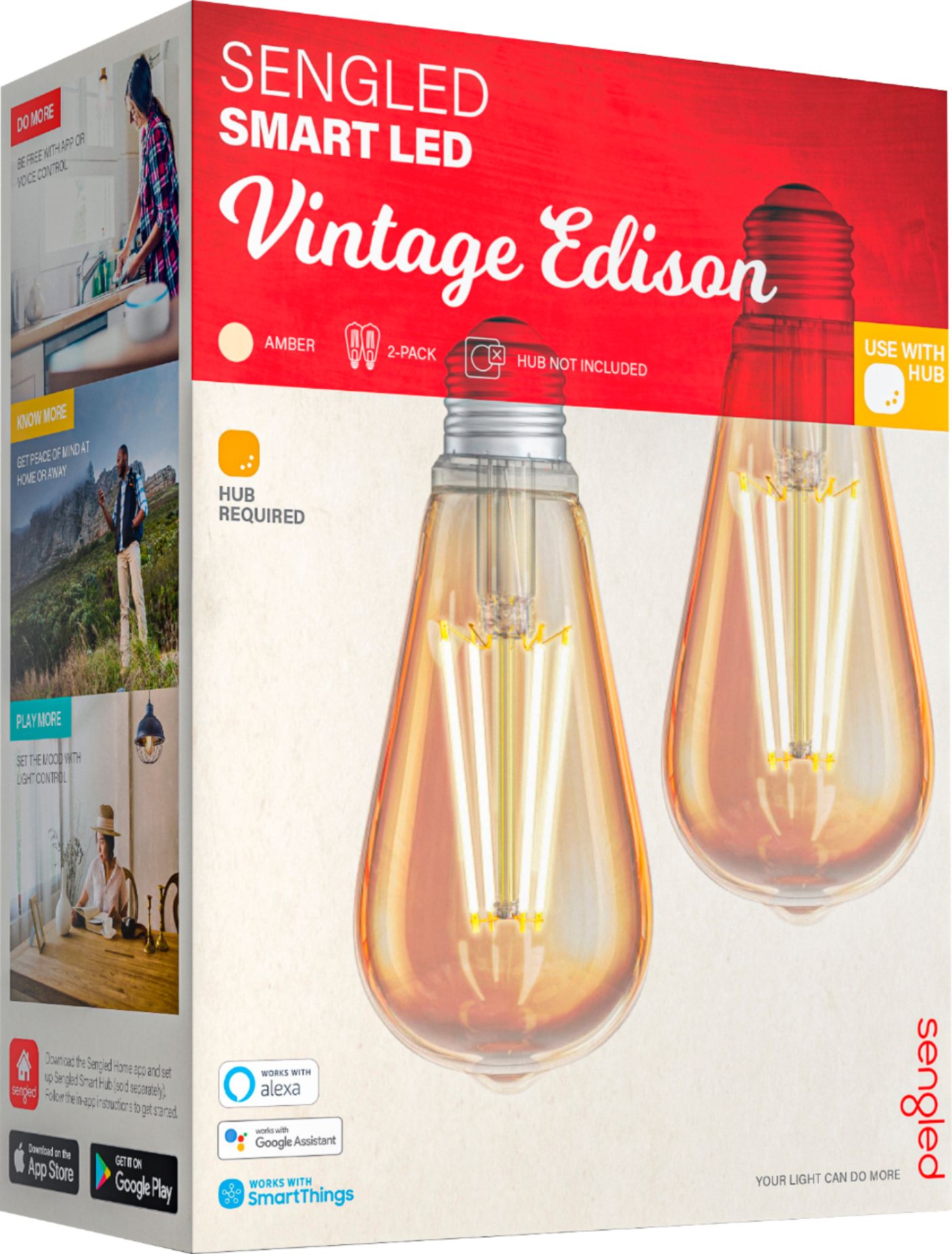 Angle View: Sengled - Smart Edison Filament Bulb (2-Pack)
