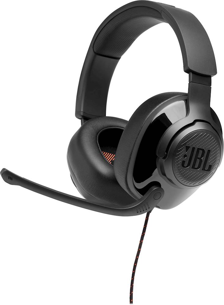 Left View: JBL - Quantum 300 Wired Stereo Gaming Headset for PC, PS4, Xbox One, Nintendo Switch and Mobile Devices - Black