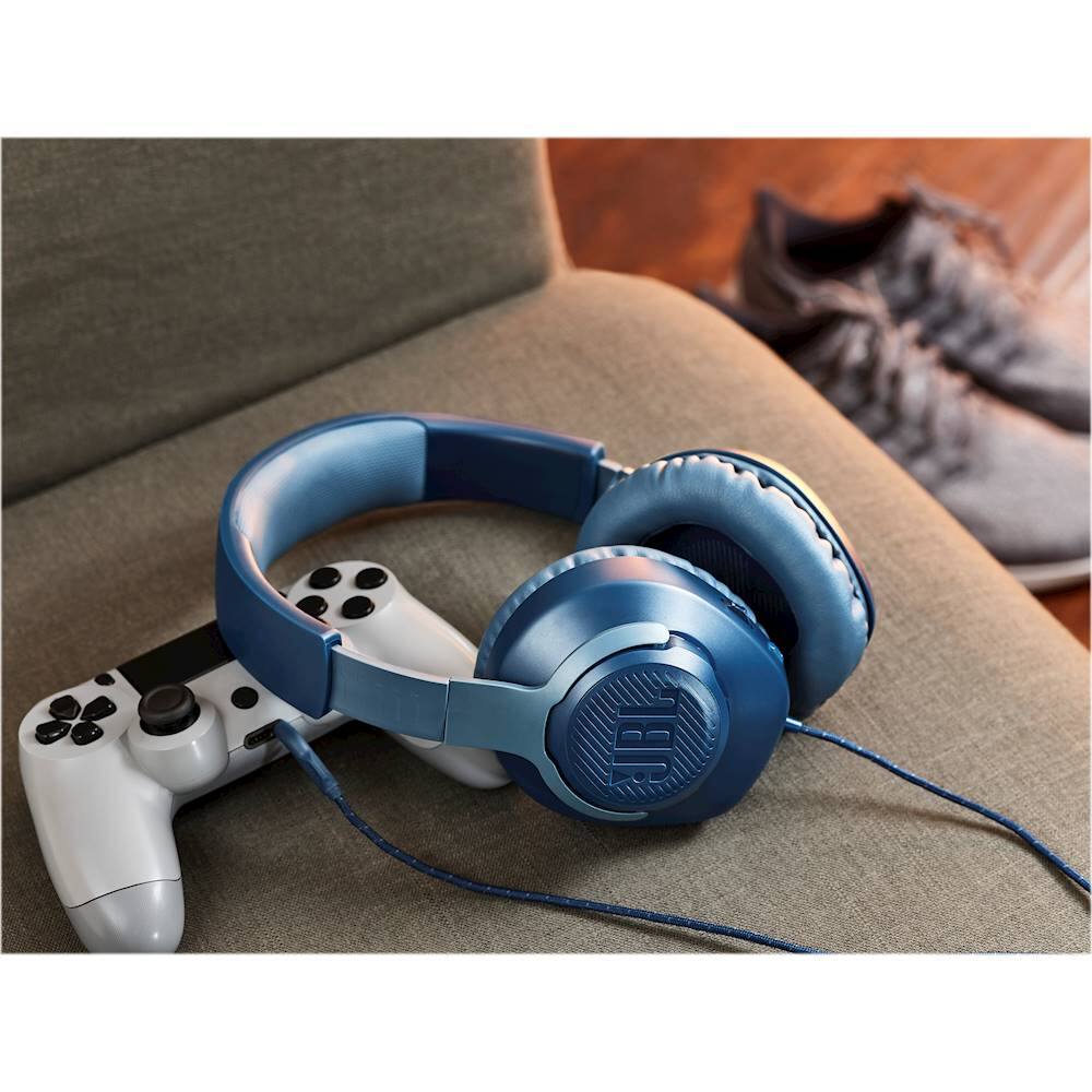 Alt View 22. JBL - Quantum 100 Surround Sound Gaming Headset for PC, PS4, Xbox One, Nintendo Switch, and Mobile Devices - Blue.