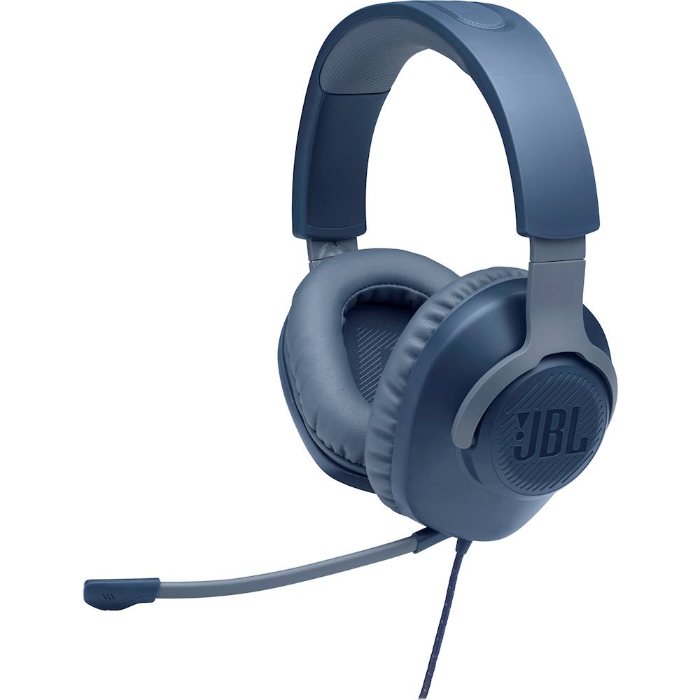Left View: JBL - Quantum 100 Surround Sound Gaming Headset for PC, PS4, Xbox One, Nintendo Switch, and Mobile Devices - Blue