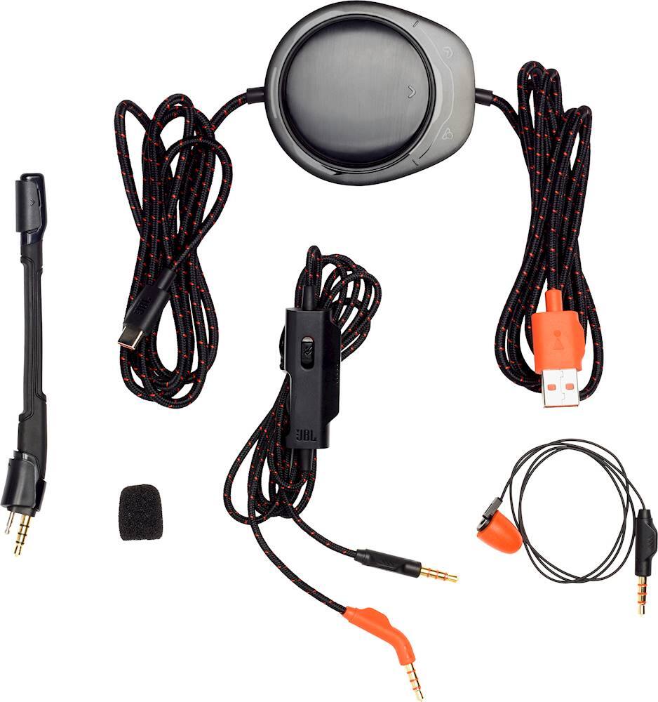 Alt View 19. JBL - Quantum One RGB Wired DTS Headphone:X v2.0 Gaming Headset for PC, PS4, Xbox One, Nintendo Switch and Mobile Devices - Black.