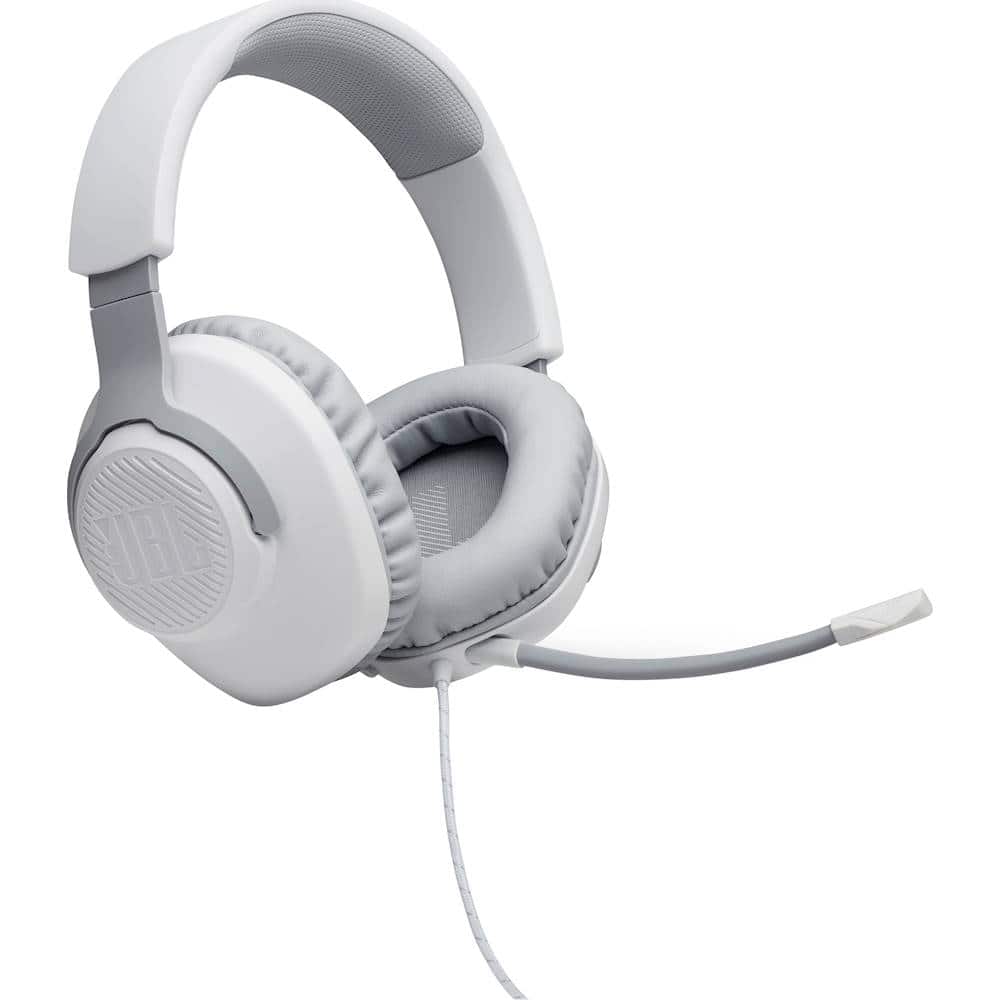Angle. JBL - Quantum 100 Surround Sound Gaming Headset for PC, PS4, Xbox One, Nintendo Switch, and Mobile Devices - White.