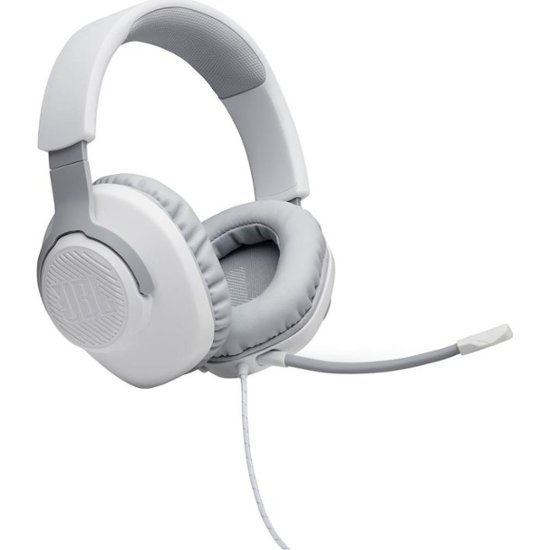 Angle Zoom. JBL - Quantum 100 Surround Sound Gaming Headset for PC, PS4, Xbox One, Nintendo Switch, and Mobile Devices - White.