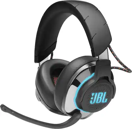 Left. JBL - Quantum 800 RGB Wireless DTS Headphone:X v2.0 Gaming Headset for PC, PS4, Xbox One, Nintendo Switch, and Mobile Devices - Black.