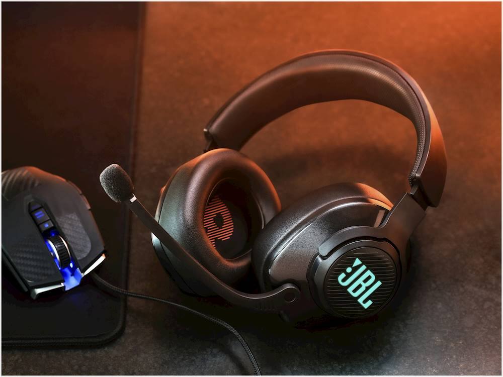 Alt View 23. JBL - Quantum 400 RGB Wired DTS Headphone:X v2.0 Gaming Headset for PC, PS4, Xbox One, Nintendo Switch and Mobile Devices - Black.