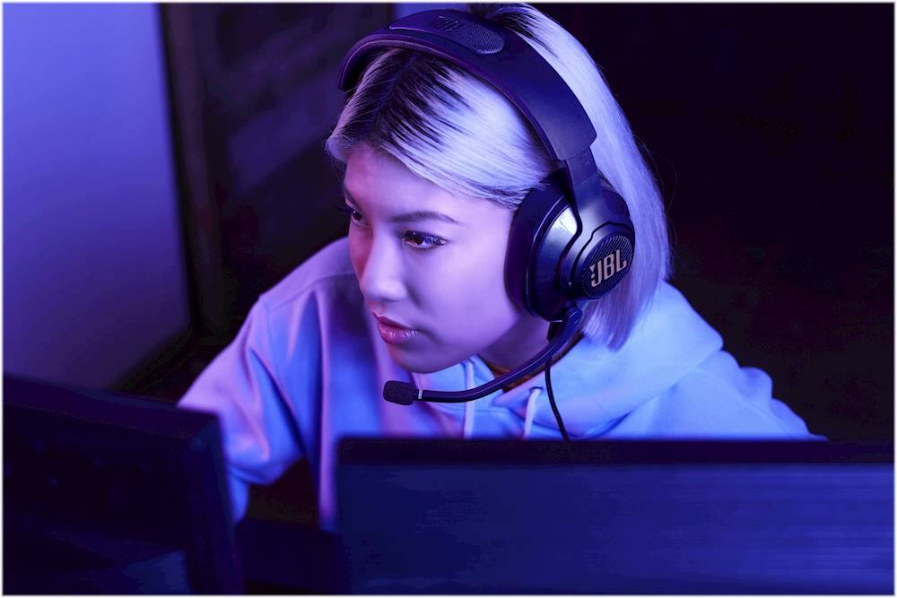 Alt View 25. JBL - Quantum 400 RGB Wired DTS Headphone:X v2.0 Gaming Headset for PC, PS4, Xbox One, Nintendo Switch and Mobile Devices - Black.