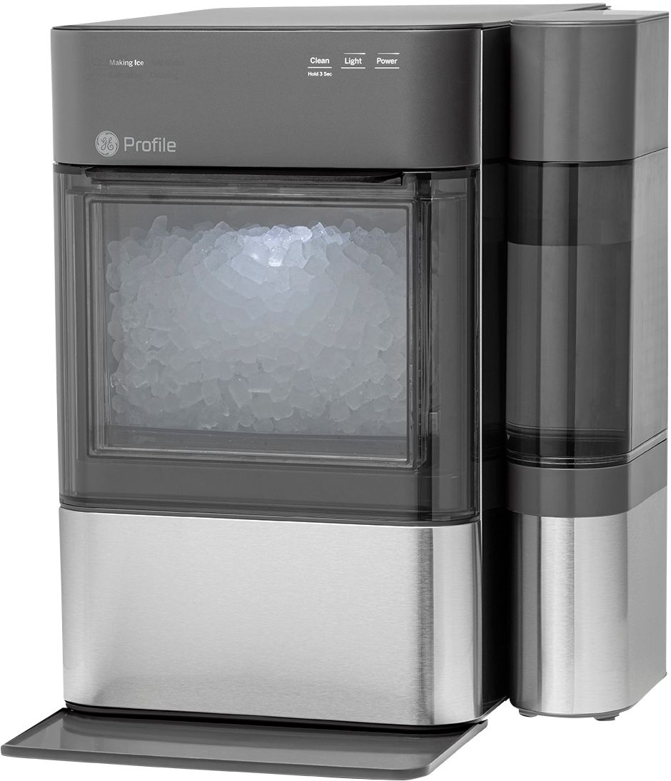 Angle View: GE Profile - Opal 2.0 38-lb. Portable Ice maker with Nugget Ice Production, Side Tank and Built-in WiFi - Stainless Steel