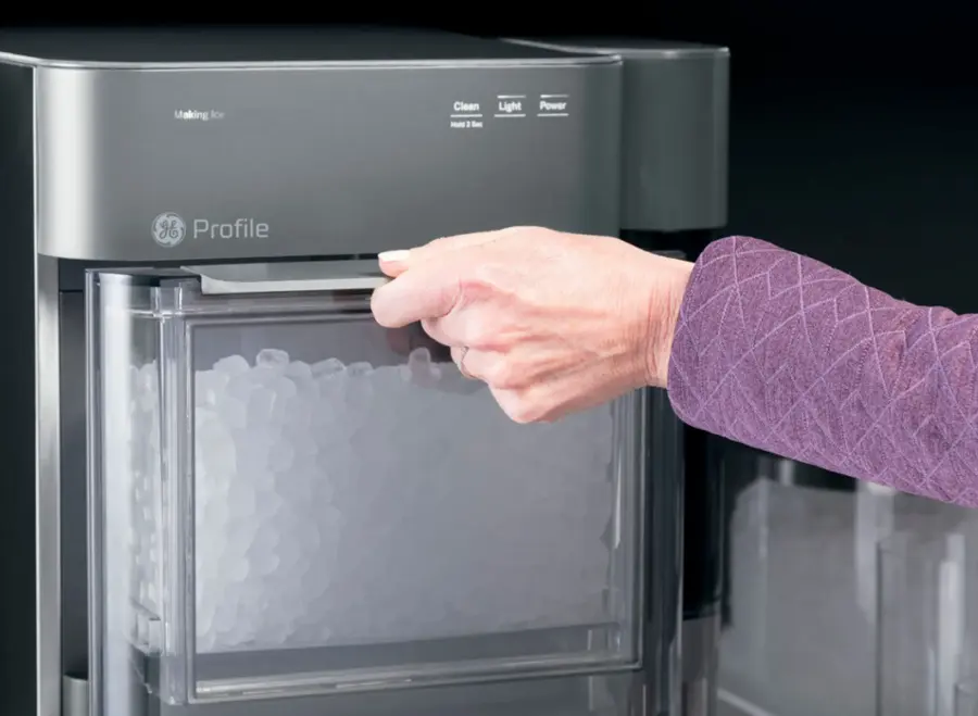 Alt View 18. GE Profile - Opal 2.0 38-lb. Portable Ice maker with Nugget Ice Production, Side Tank and Built-in WiFi - Stainless Steel.