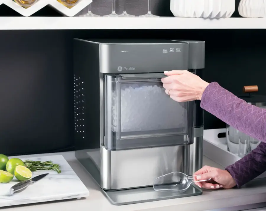 Alt View 20. GE Profile - Opal 2.0 38-lb. Portable Ice maker with Nugget Ice Production, Side Tank and Built-in WiFi - Stainless Steel.