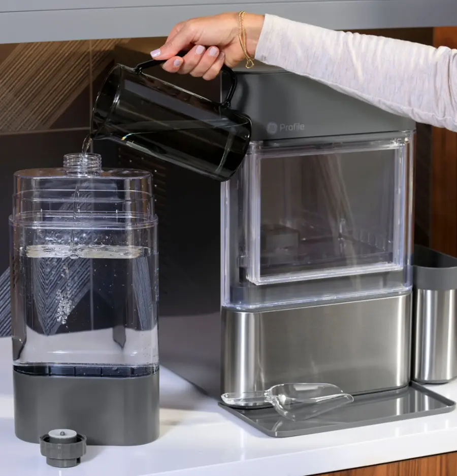 Alt View 24. GE Profile - Opal 2.0 38-lb. Portable Ice maker with Nugget Ice Production, Side Tank and Built-in WiFi - Stainless Steel.