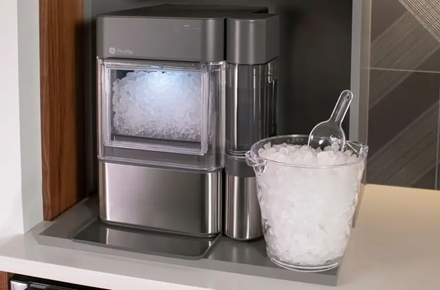 Alt View 36. GE Profile - Opal 2.0 38-lb. Portable Ice maker with Nugget Ice Production, Side Tank and Built-in WiFi - Stainless Steel.