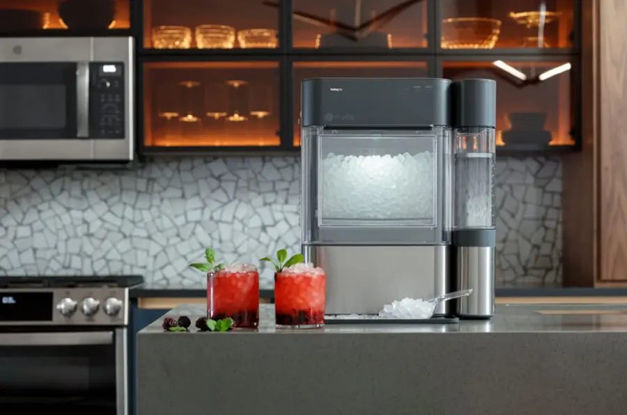 Alt View 38. GE Profile - Opal 2.0 38-lb. Portable Ice maker with Nugget Ice Production, Side Tank and Built-in WiFi - Stainless Steel.