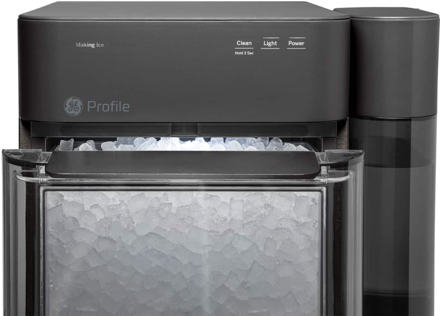 Alt View 14. GE Profile - Opal 2.0 38-lb. Portable Ice maker with Nugget Ice Production, Side Tank, and Built-in WiFi - Black Stainless.