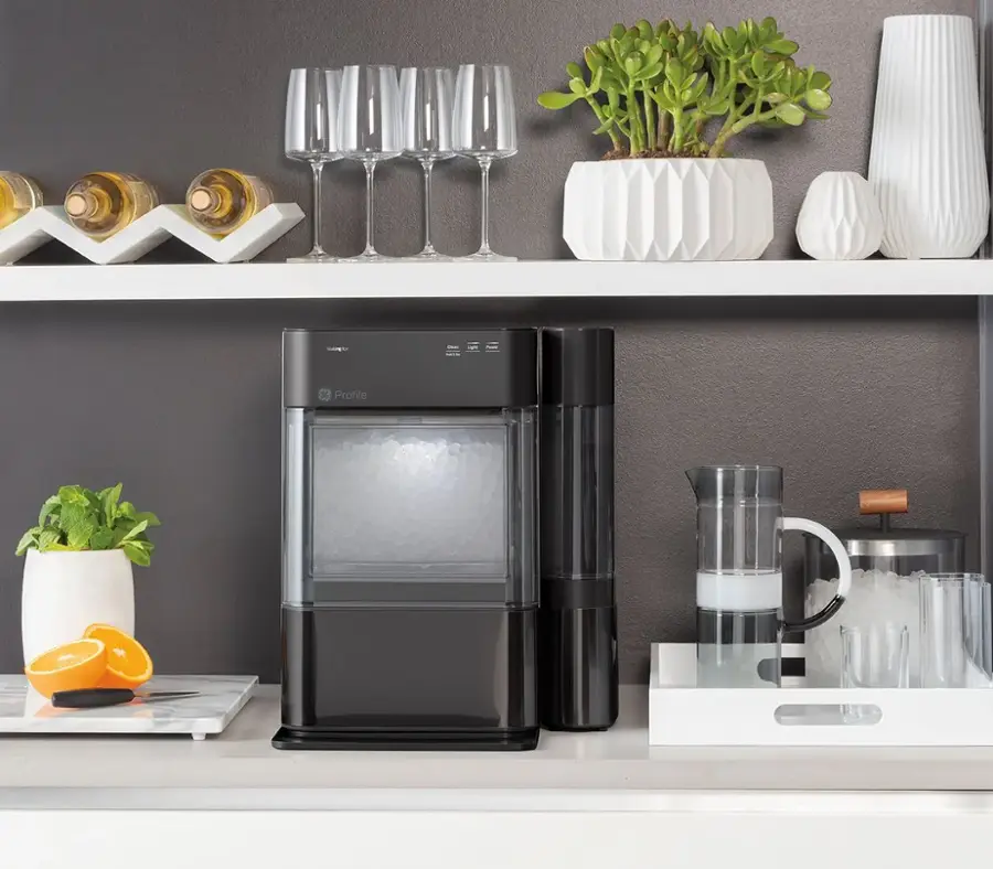 Alt View 19. GE Profile - Opal 2.0 38-lb. Portable Ice maker with Nugget Ice Production, Side Tank, and Built-in WiFi - Black Stainless.