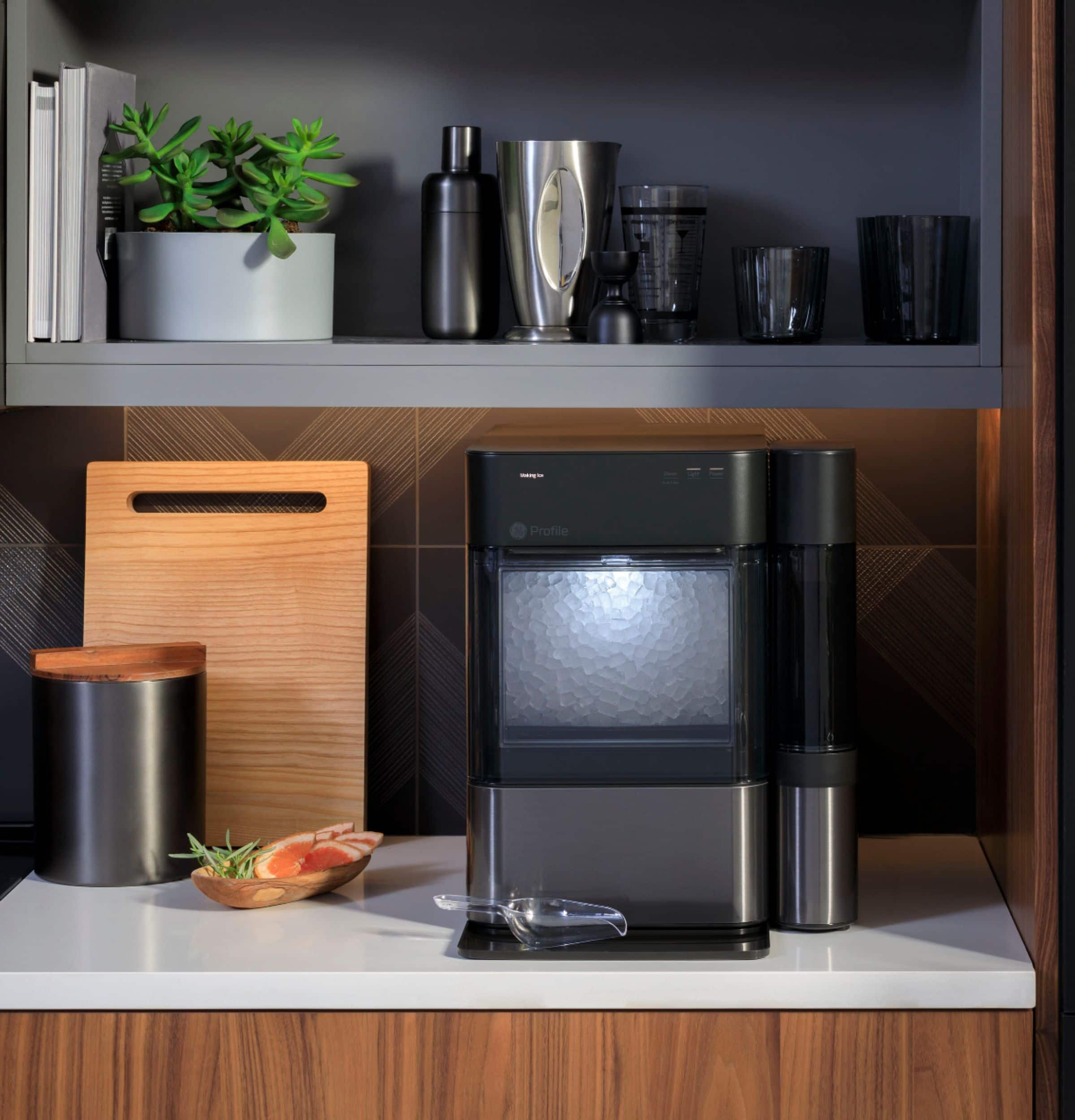 Alt View 23. GE Profile - Opal 2.0 38-lb. Portable Ice maker with Nugget Ice Production, Side Tank, and Built-in WiFi - Black Stainless.