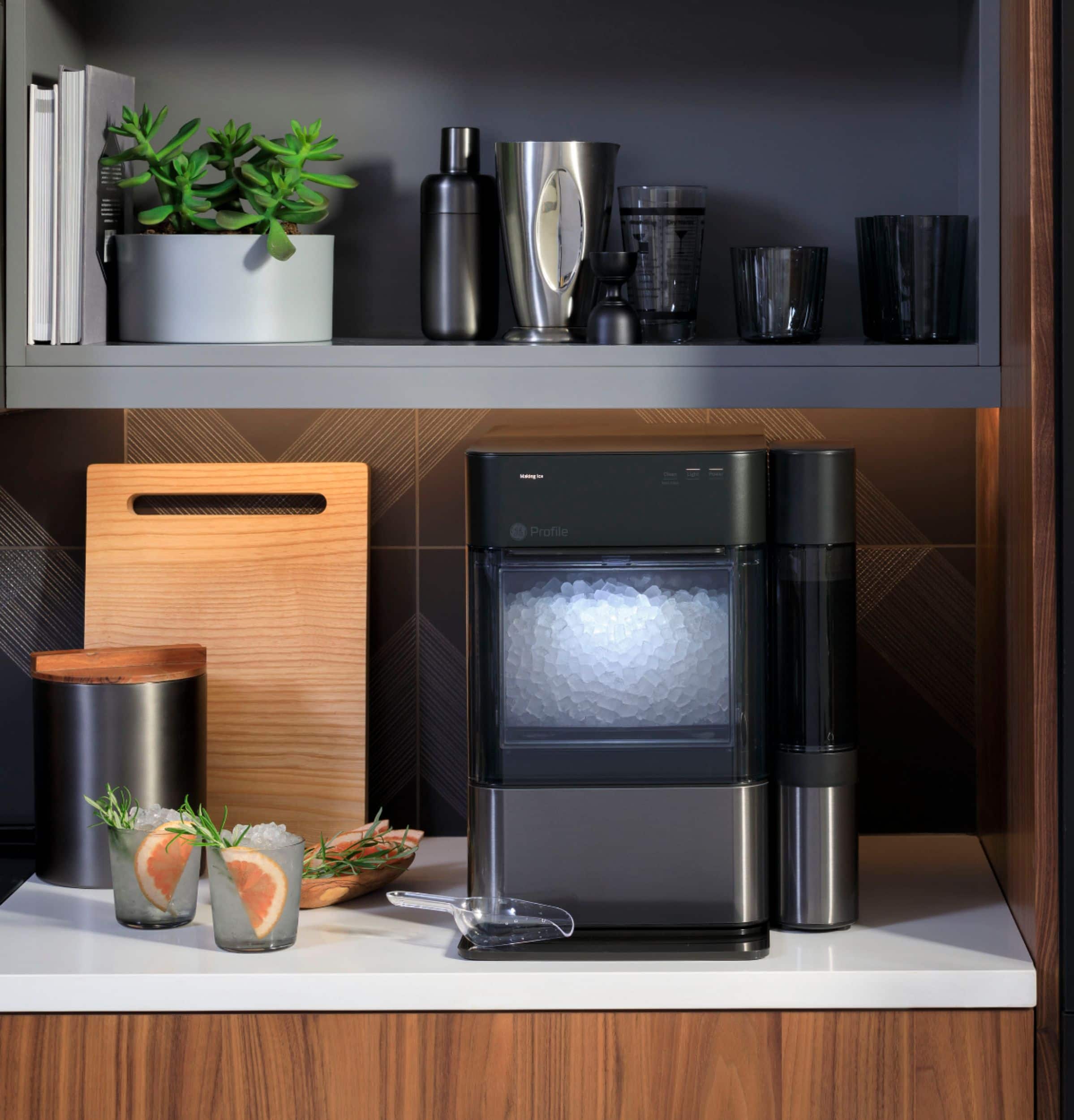 Alt View 24. GE Profile - Opal 2.0 38-lb. Portable Ice maker with Nugget Ice Production, Side Tank, and Built-in WiFi - Black Stainless.