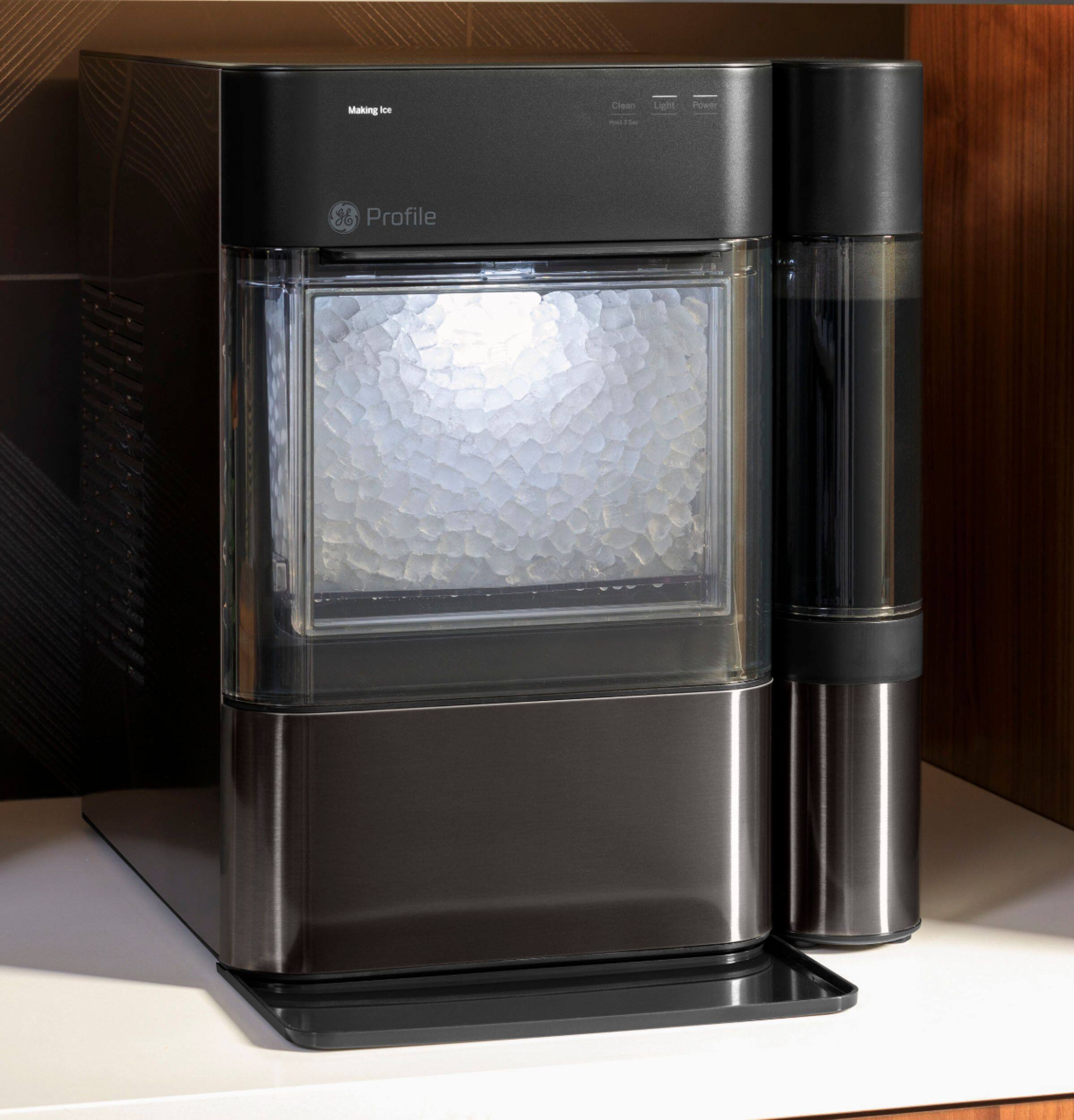 Alt View 29. GE Profile - Opal 2.0 38-lb. Portable Ice maker with Nugget Ice Production, Side Tank, and Built-in WiFi - Black Stainless.