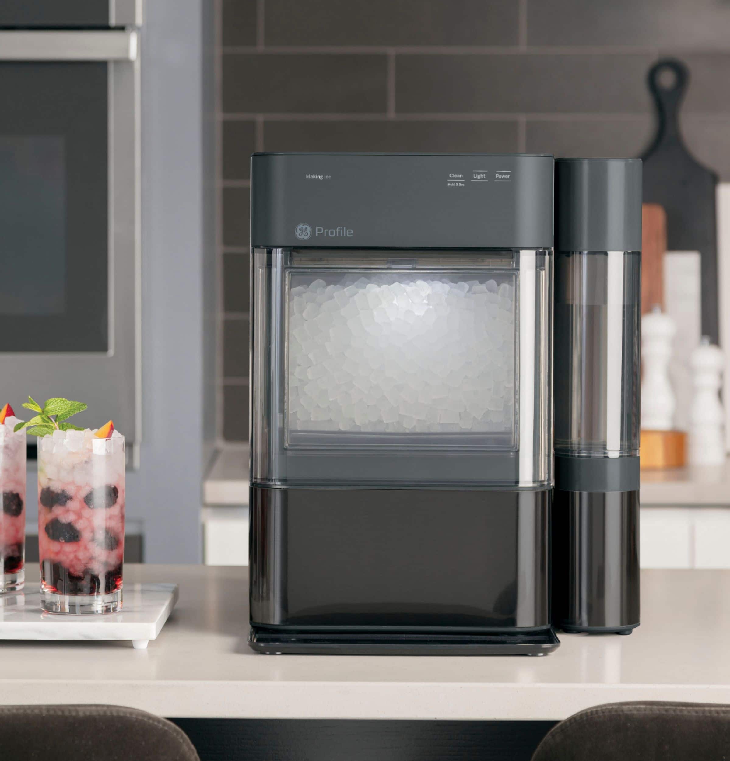Alt View 31. GE Profile - Opal 2.0 38-lb. Portable Ice maker with Nugget Ice Production, Side Tank, and Built-in WiFi - Black Stainless.
