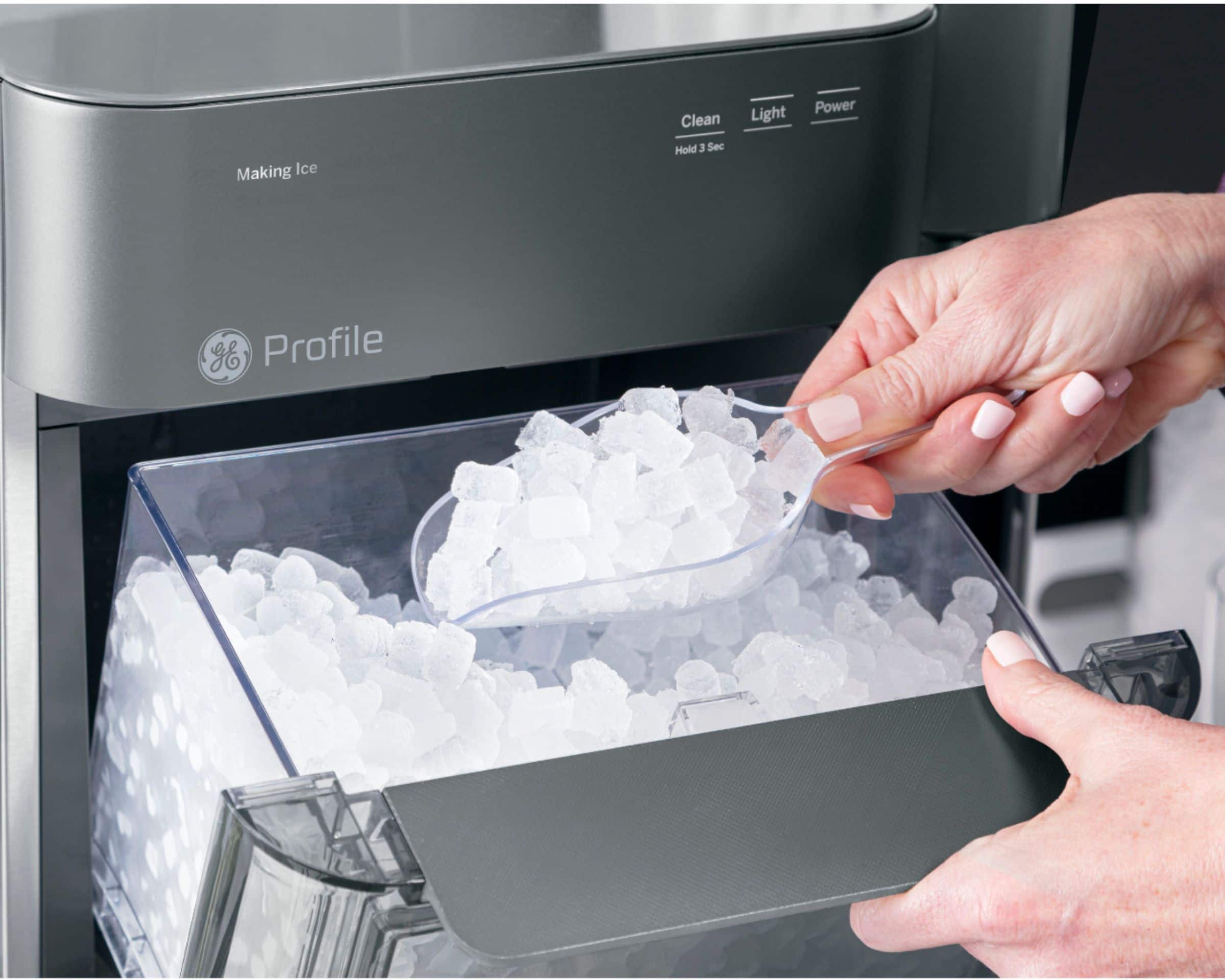 Alt View 32. GE Profile - Opal 2.0 38-lb. Portable Ice maker with Nugget Ice Production, Side Tank, and Built-in WiFi - Black Stainless.