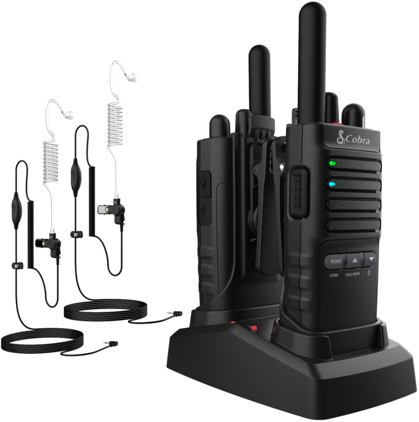 Angle View: Cobra - Pro Business 42-Mile, 22-Channel FRS 2-Way Radios with Surveillance Headsets (Pair) - Black
