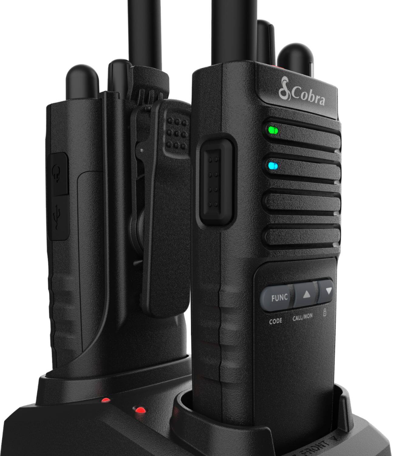 Alt View 13. Cobra - Pro Business 42-Mile, 22-Channel FRS 2-Way Radios with Surveillance Headsets (Pair) - Black.