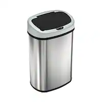 iTouchless - 13 Gallon Touchless Sensor Trash Can with AbsorbX Odor Control System, Stainless Steel Oval Shape Kitchen Bin - Silver - Angle_Zoom