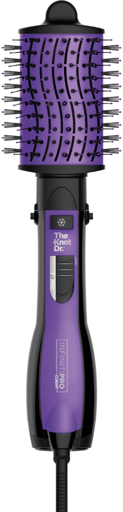 Angle View: InfinitiPro by Conair The Knot Dr. Professional 14" Ceramic All-in-One Detangling Styler Hot Air Brush, Ionic, Purple