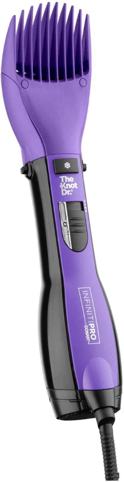 Alt View 19. Conair - InfinitiPRO Knot Dr. Detangling Hot Air All-in-One Dryer Brush - Purple And Black.