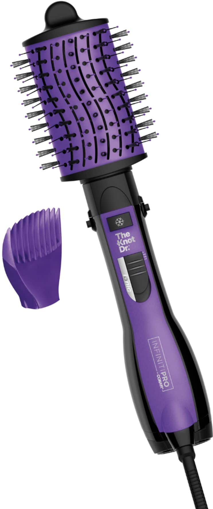 Alt View 20. Conair - InfinitiPRO Knot Dr. Detangling Hot Air All-in-One Dryer Brush - Purple And Black.