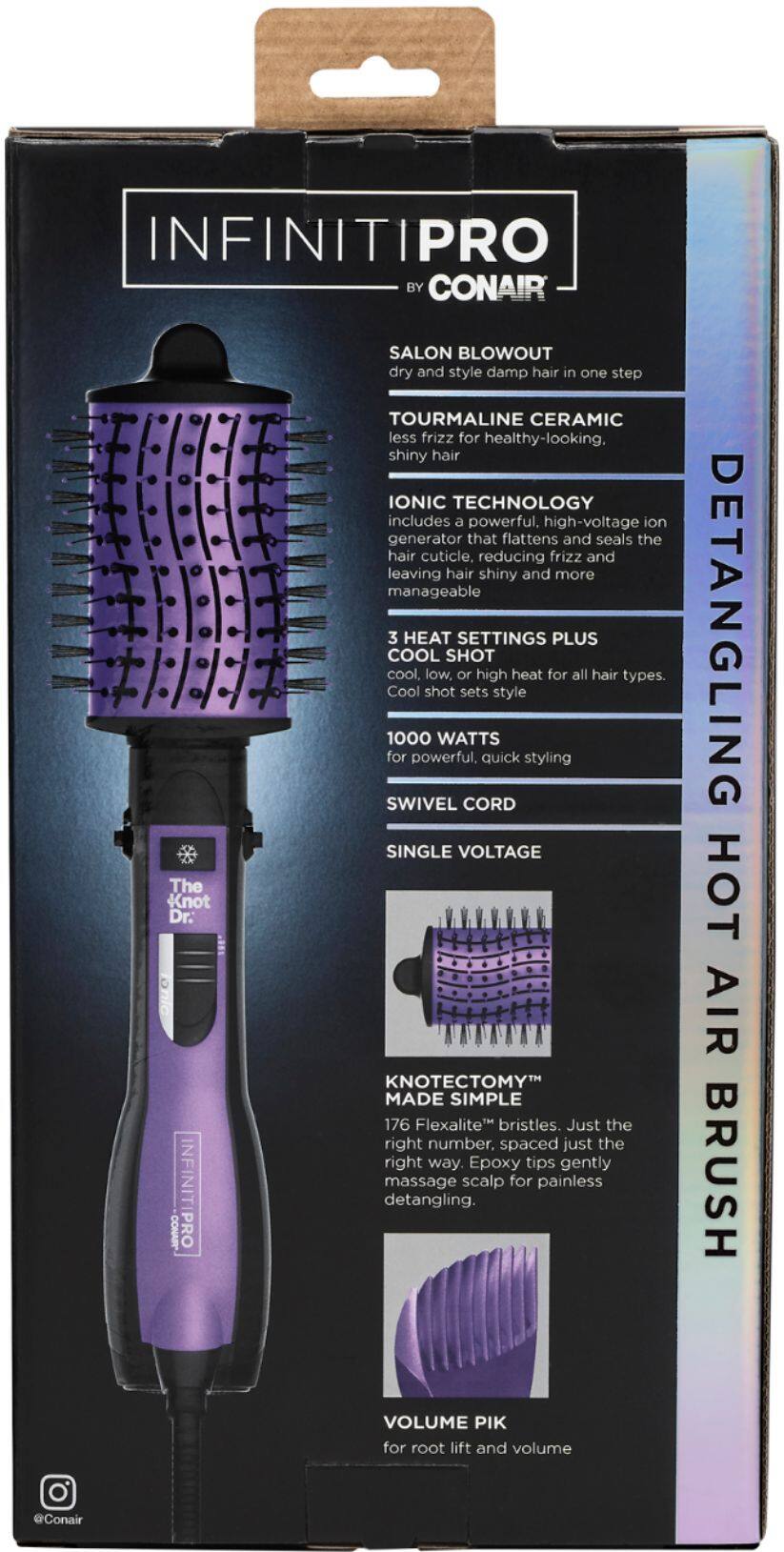 Alt View 23. Conair - InfinitiPRO Knot Dr. Detangling Hot Air All-in-One Dryer Brush - Purple And Black.