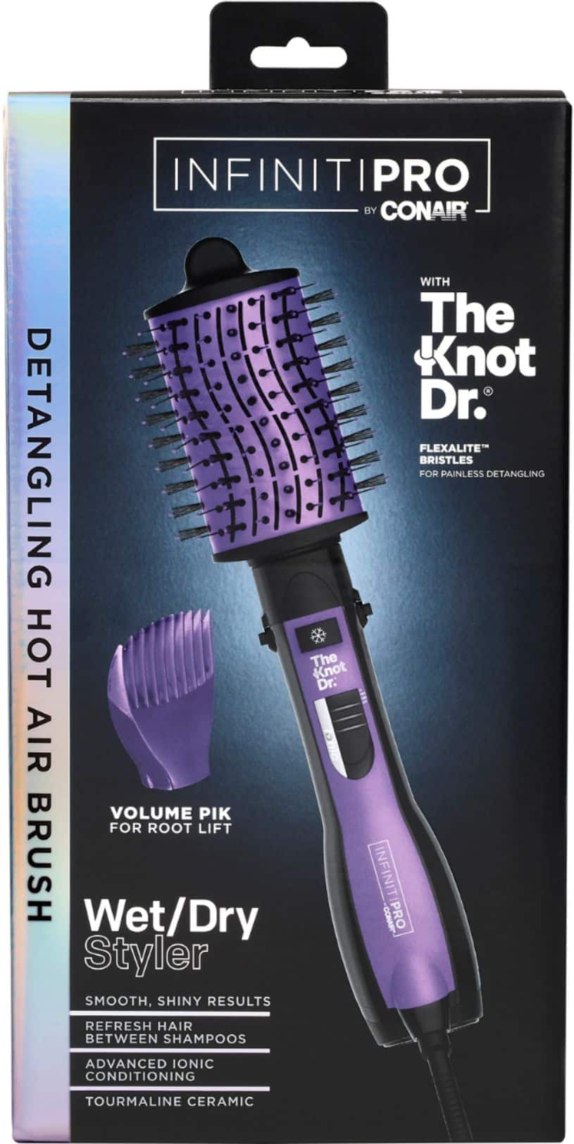 Alt View 24. Conair - InfinitiPRO Knot Dr. Detangling Hot Air All-in-One Dryer Brush - Purple And Black.