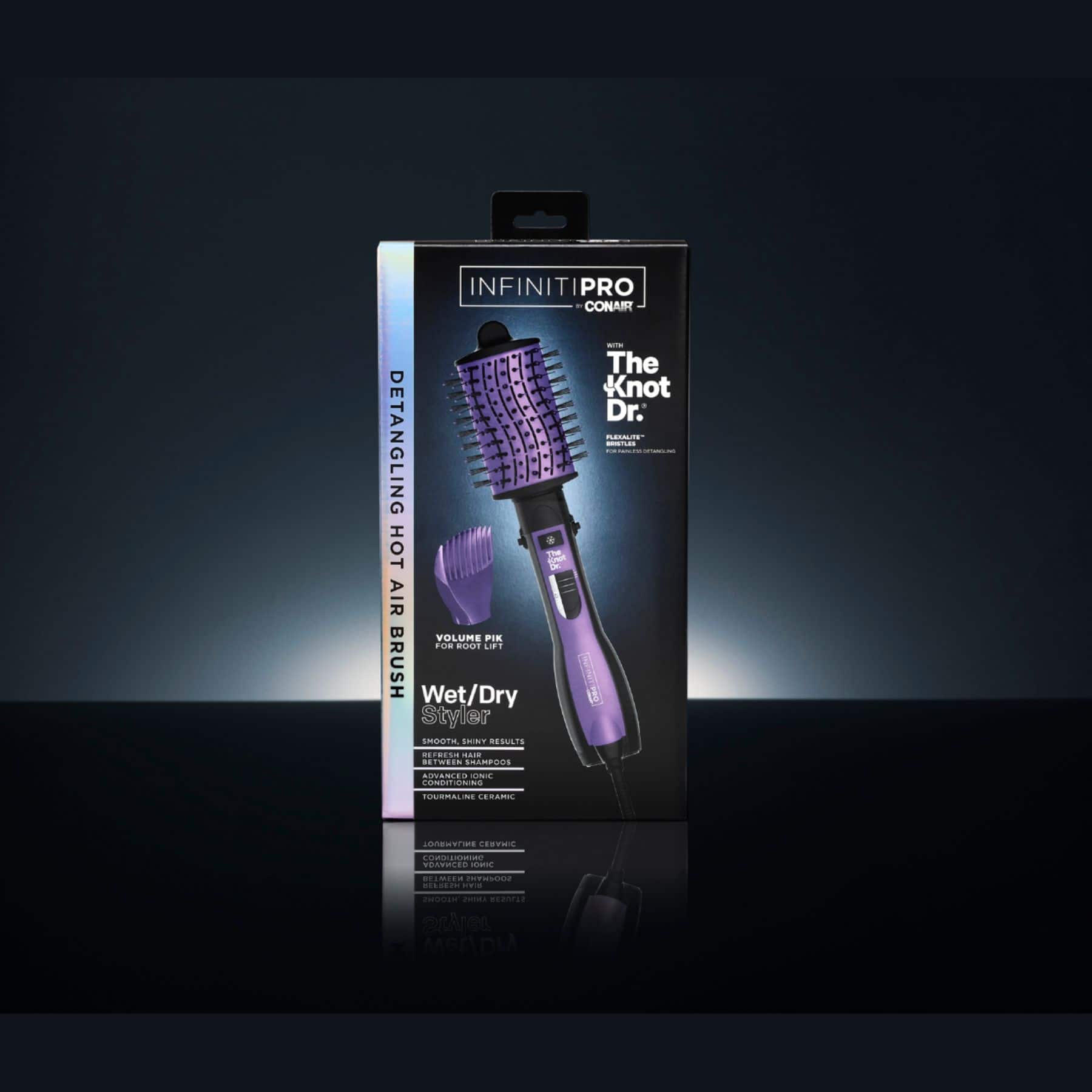 Alt View 26. Conair - InfinitiPRO Knot Dr. Detangling Hot Air All-in-One Dryer Brush - Purple And Black.