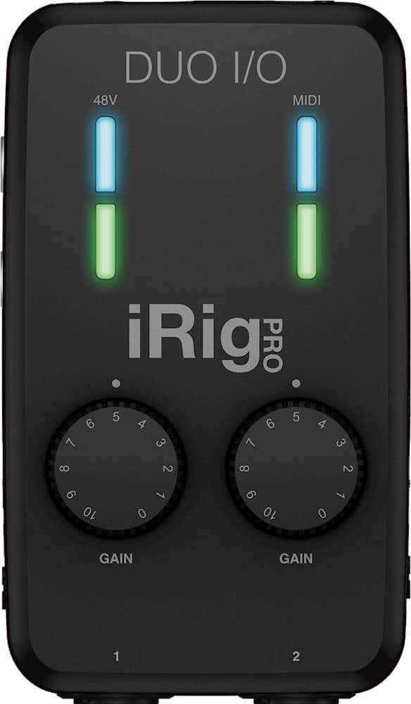Front. IK Multimedia - iRig Pro Duo I/O Mobile 2-Channel Audio/MIDI Interface - Black.