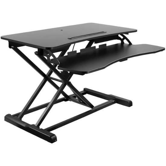 Front Zoom. Mount-It! - Adjustable Standing Desk Converter with Keyboard Tray - Black.