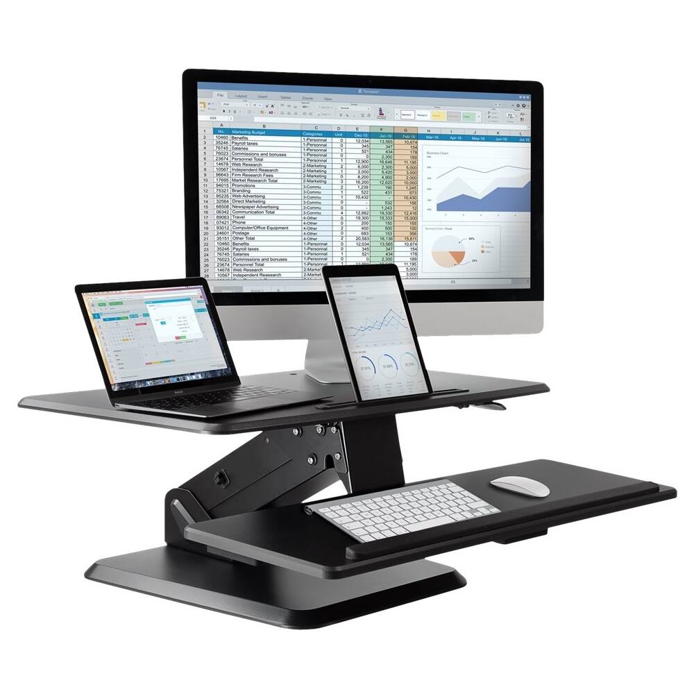 Left View: Mount-It! - Adjustable Standing Desk Converter - Black