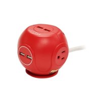 Accell - Power Cutie Compact Surge Protector with 4 USB ports, 3 outlets and 6 foot cord - Red - Front_Zoom
