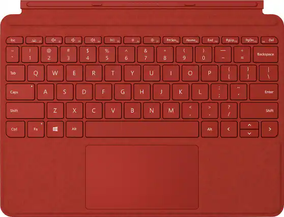 Front. Microsoft - Surface Go Signature Type Cover for Surface Go, Go 2, and Go 3 - Poppy Red Alcantara Material.