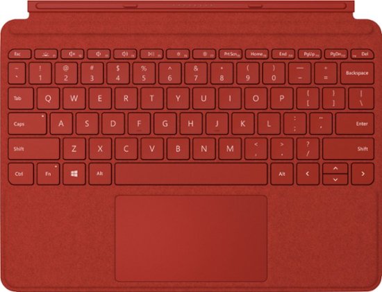 Front Zoom. Microsoft - Surface Go Signature Type Cover for Surface Go, Go 2, and Go 3 - Poppy Red Alcantara Material.