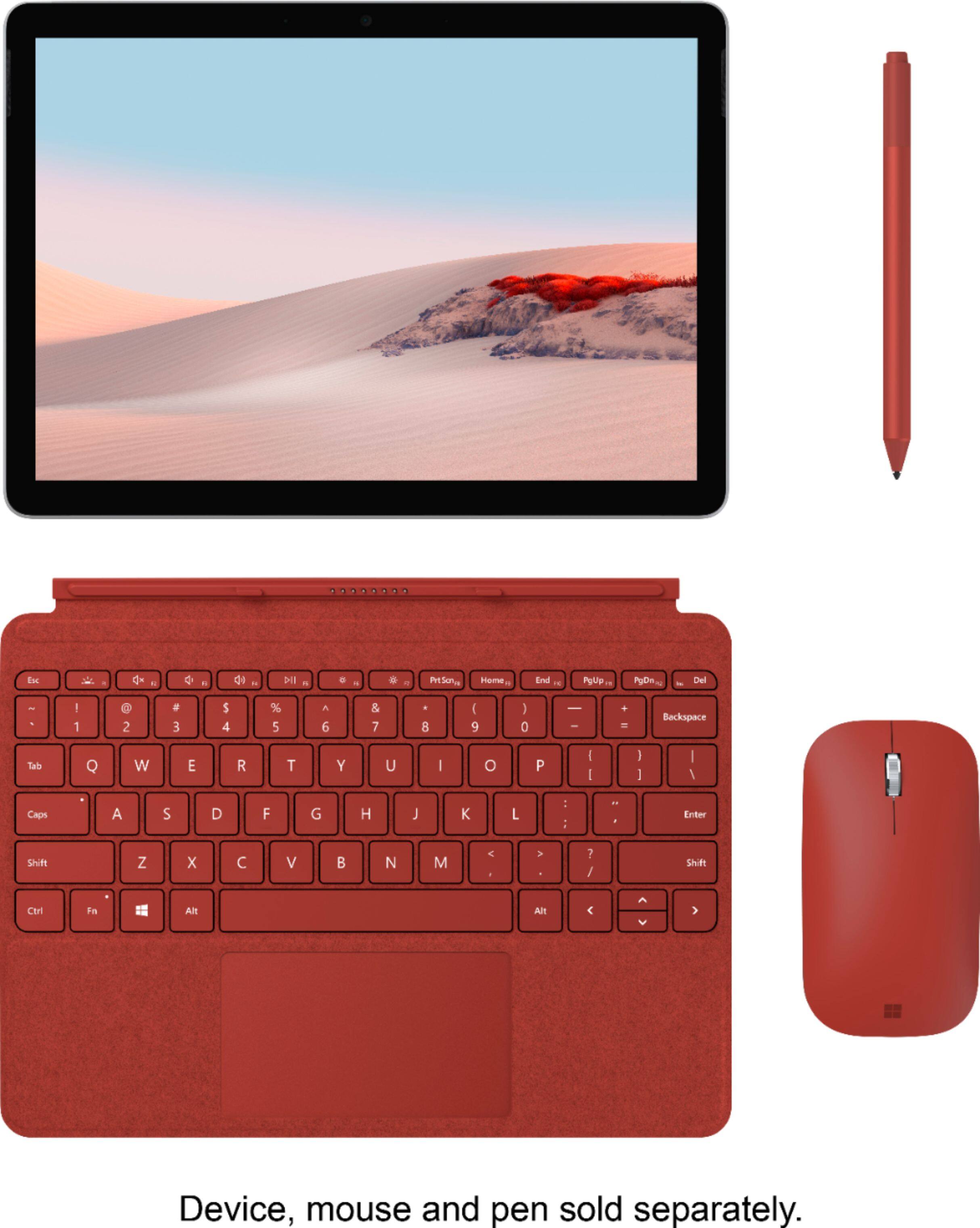Alt View 11. Microsoft - Surface Go Signature Type Cover for Surface Go, Go 2, and Go 3 - Poppy Red Alcantara Material.